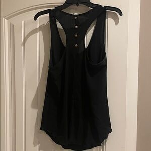 Black Sleeveless Top — Gold Buttons on Back